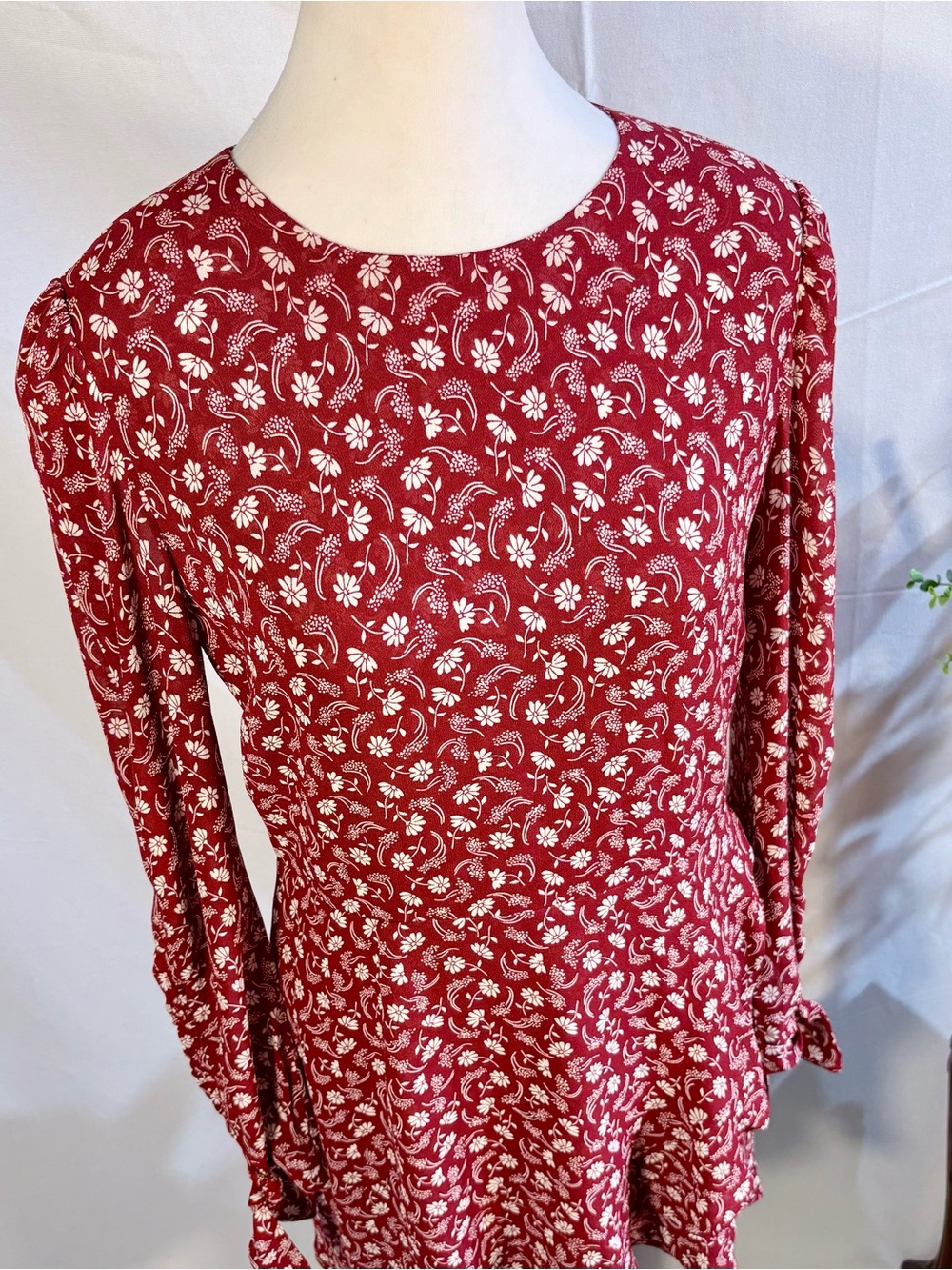 Reformation Lucita Red Floral Tie Sleeve Mini Dress Sz 10🧡 - Picture 6 of 10